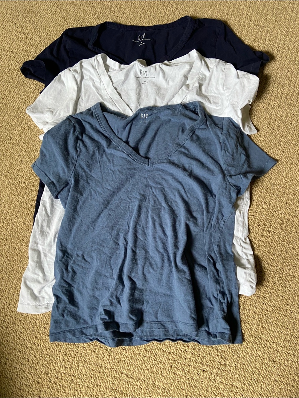 GAP V-Neck Tee Pack — Navy, White, Slate Blue